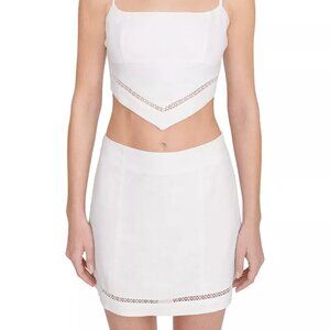 STAUD Tori White Linen Mini Skirt NWT Size 4